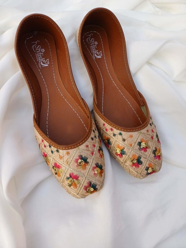 Skin with Multicolor Embroidery Khussa - Summer 2025