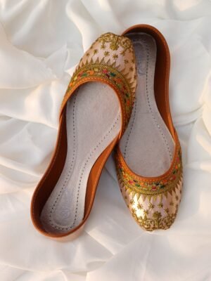 Handcrafted Pink and Gold Sequins Khussa