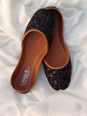 Elegant Black Self Embroided Khussa